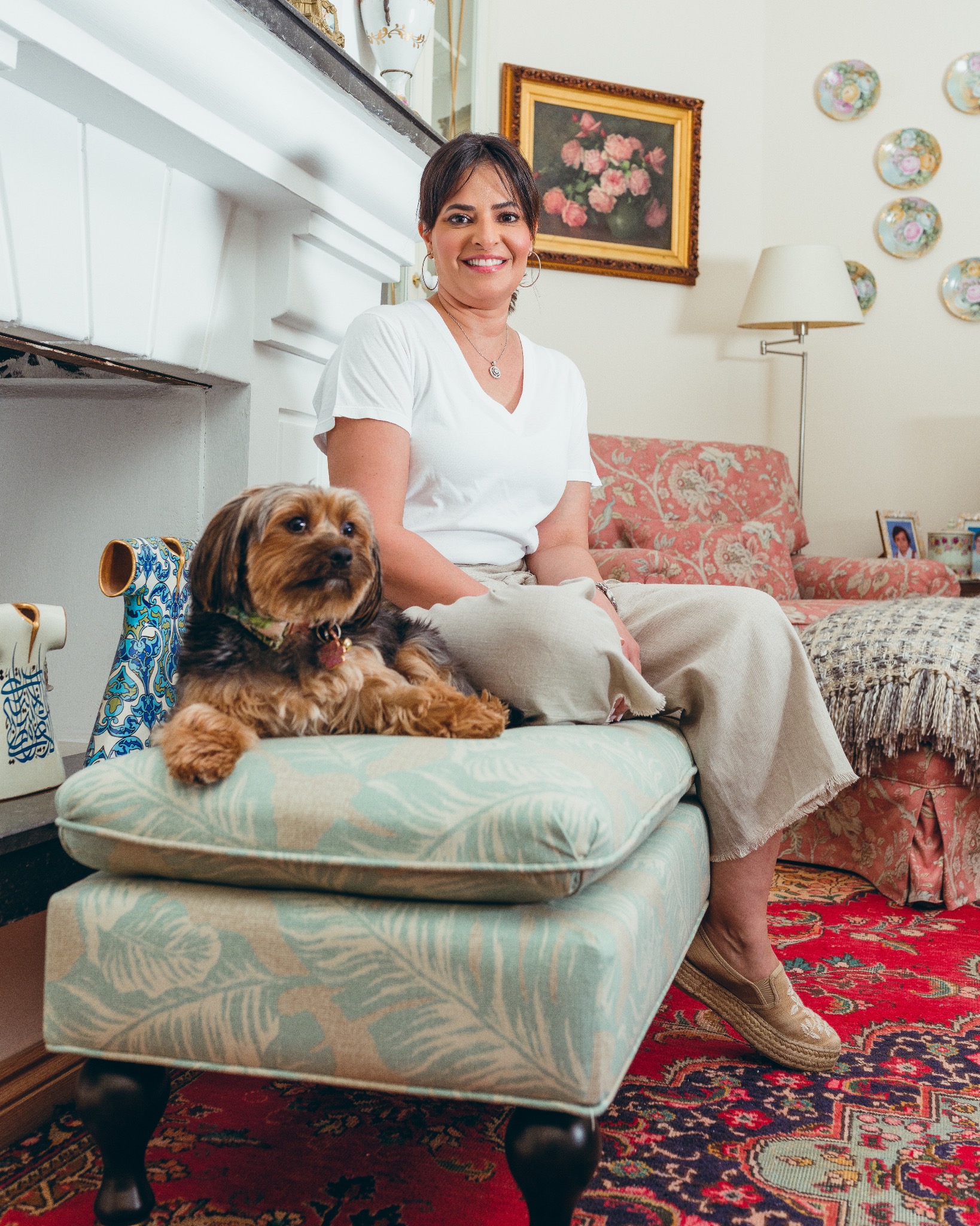 Ghosson at home with her dog